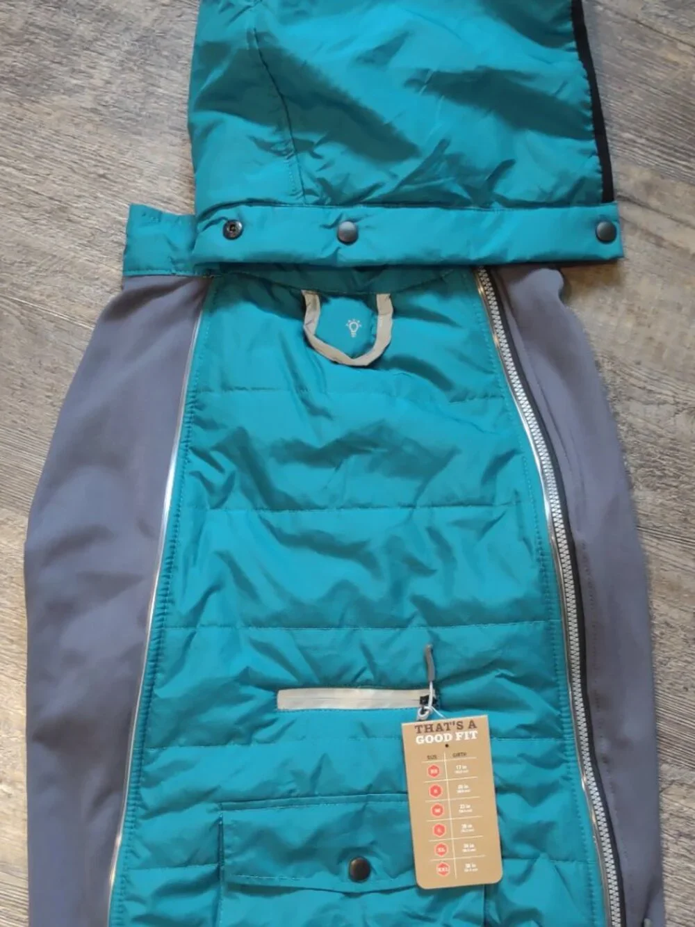 Dog Jacket/Coat Arcadia Trail XXL  Removable Hood Teal & Gray Colors